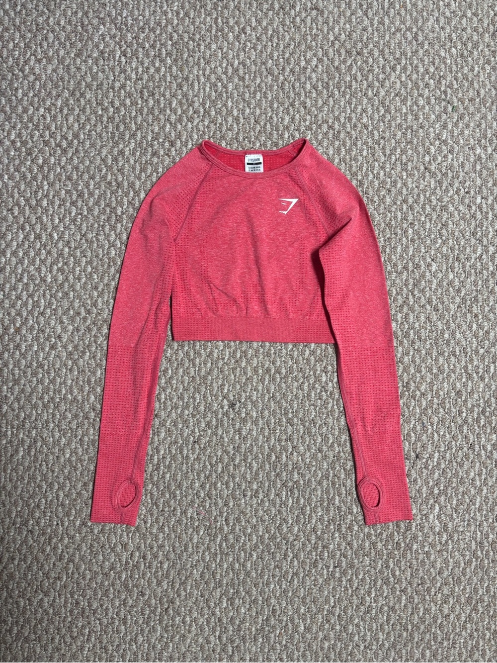 Gymshark Coral Pink Activewear Workout Cropped Long Sleeve Athletic Top
